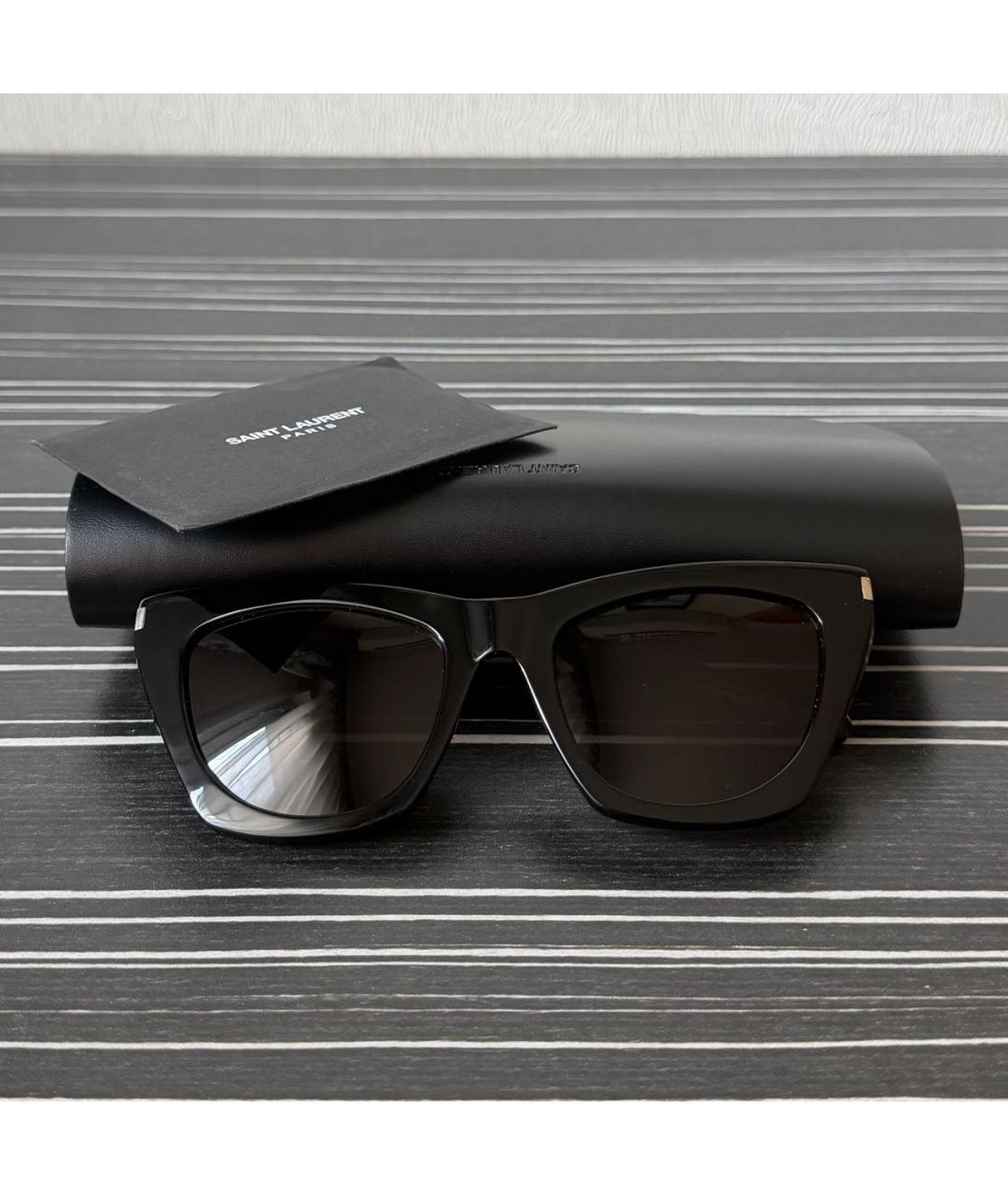SAINT LAURENT Черные пластиковые солнцезащитные очки, фото 4