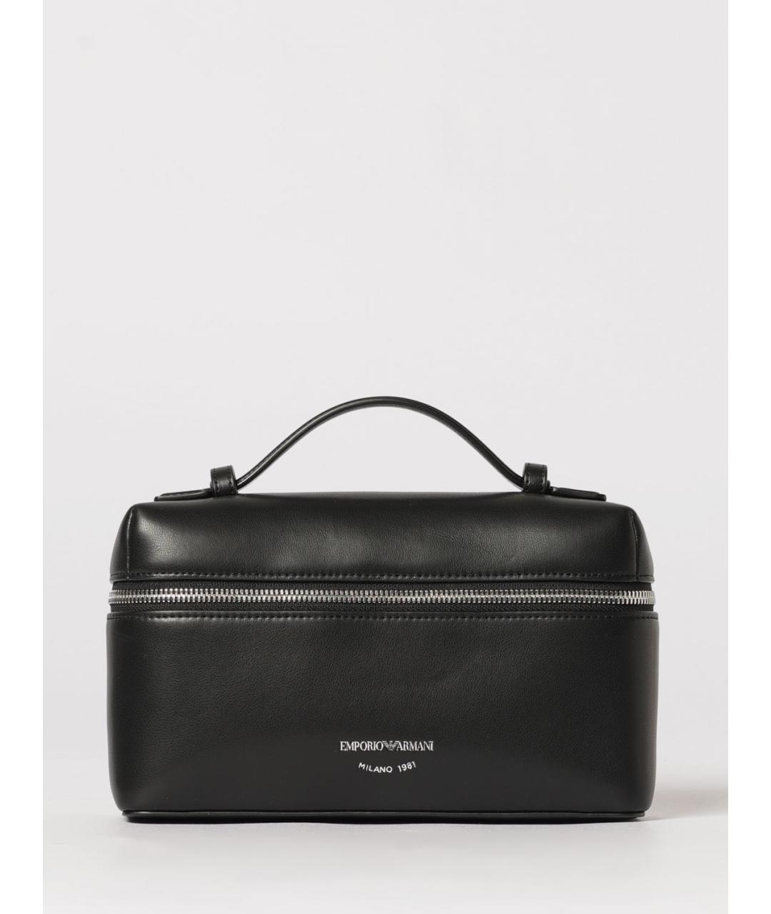 EMPORIO ARMANI Черная кожаная сумка через плечо, фото 1