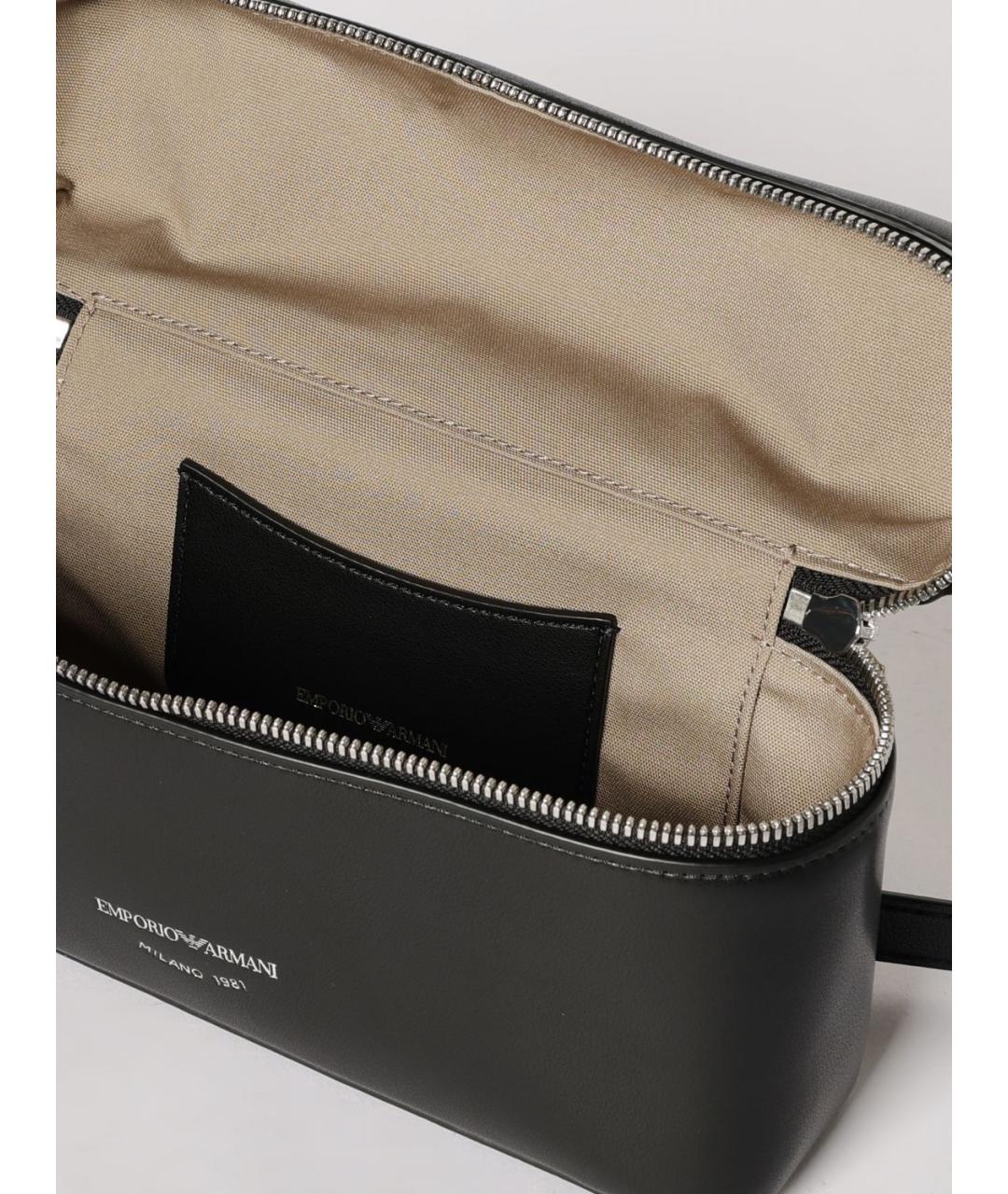 EMPORIO ARMANI Черная кожаная сумка через плечо, фото 3