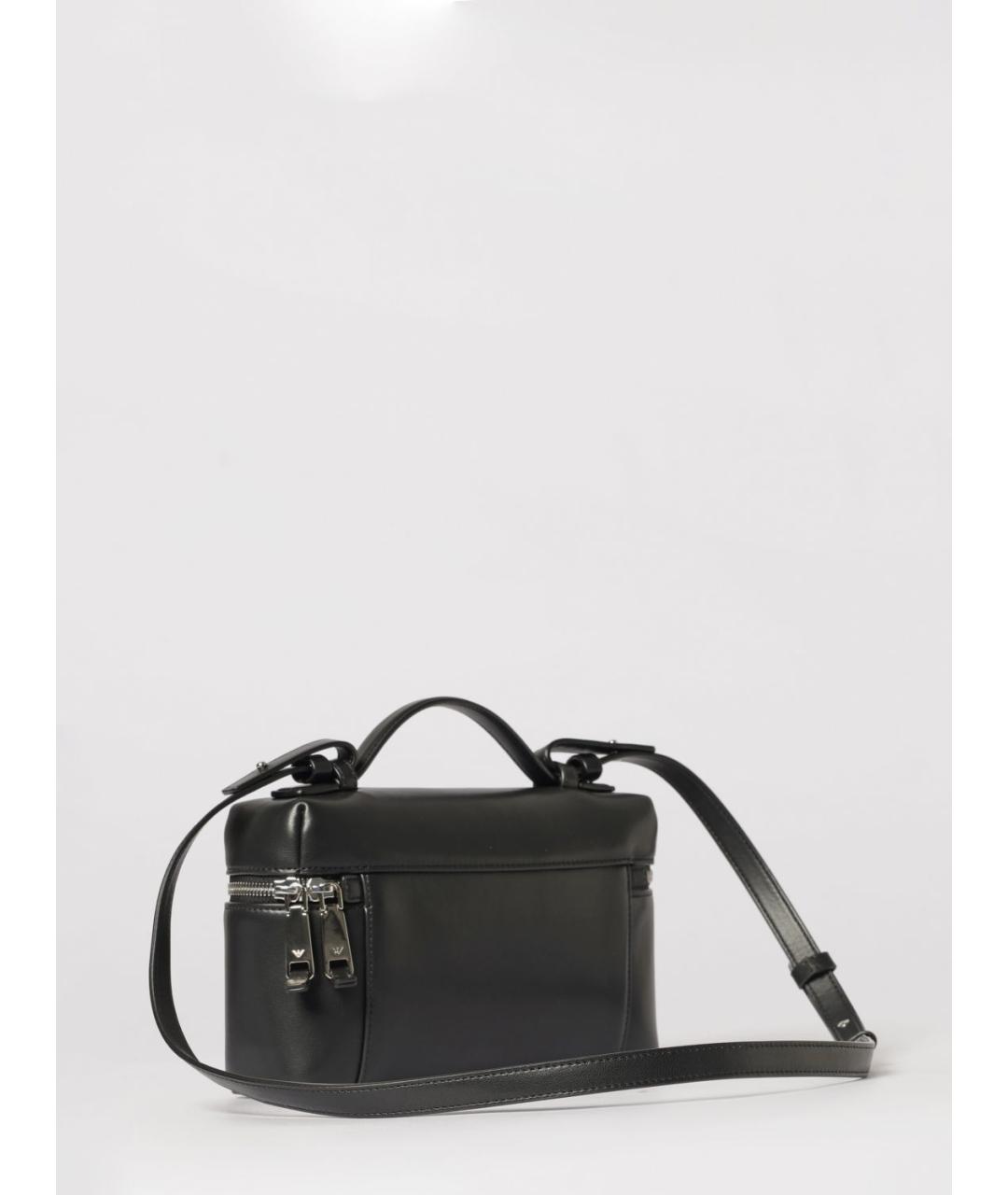 EMPORIO ARMANI Черная кожаная сумка через плечо, фото 2