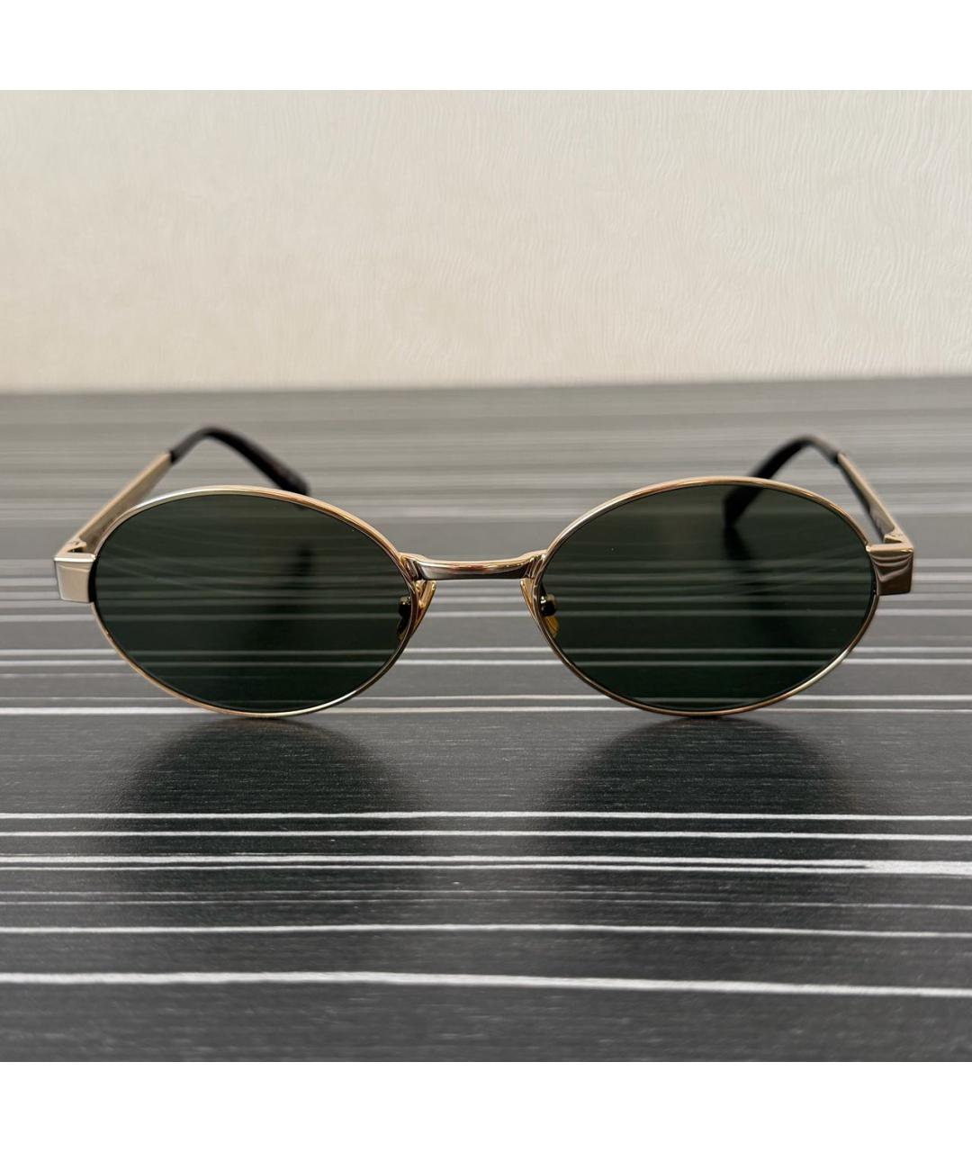 SAINT LAURENT Золотые металлические солнцезащитные очки, фото 5