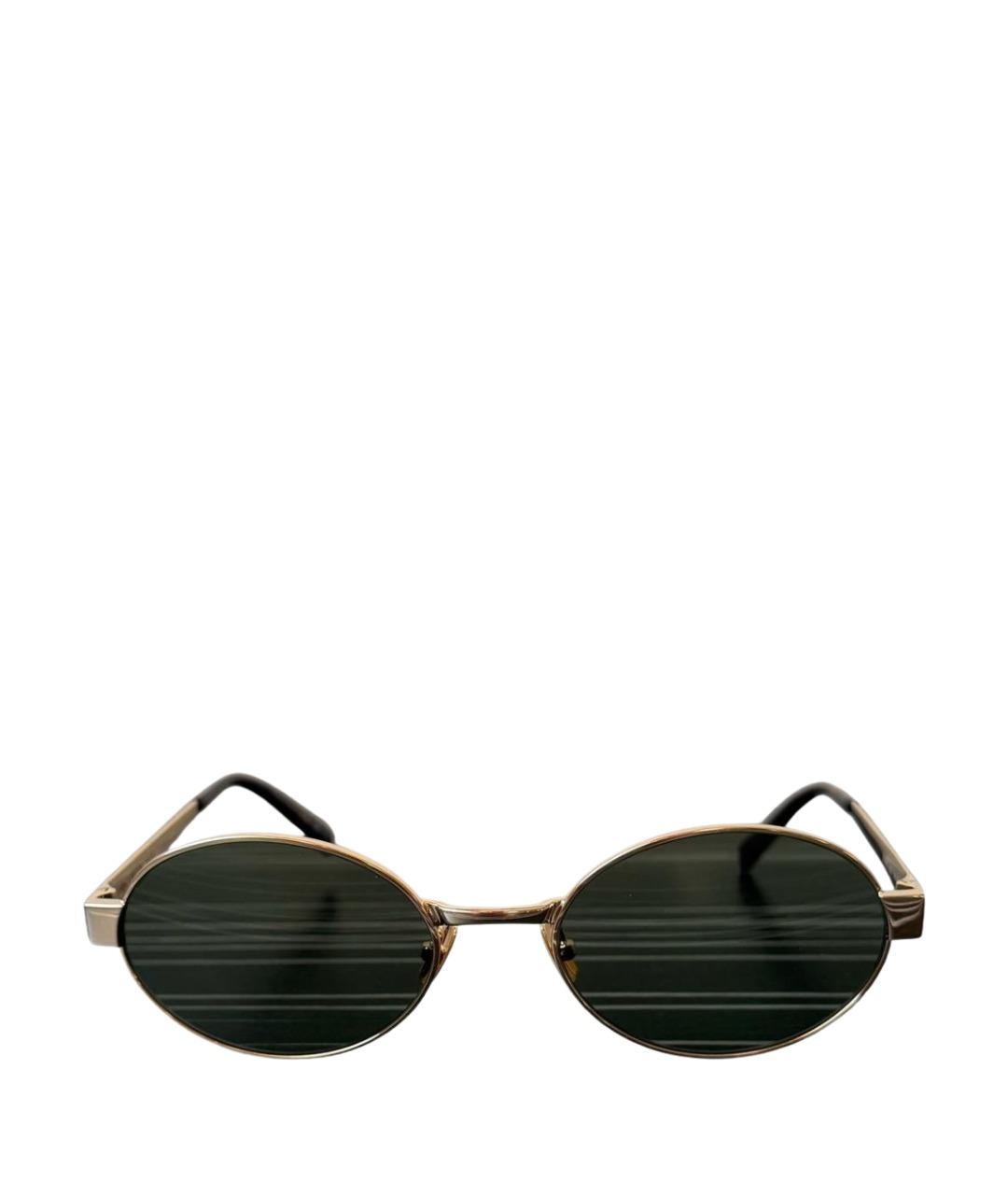 SAINT LAURENT Золотые металлические солнцезащитные очки, фото 1
