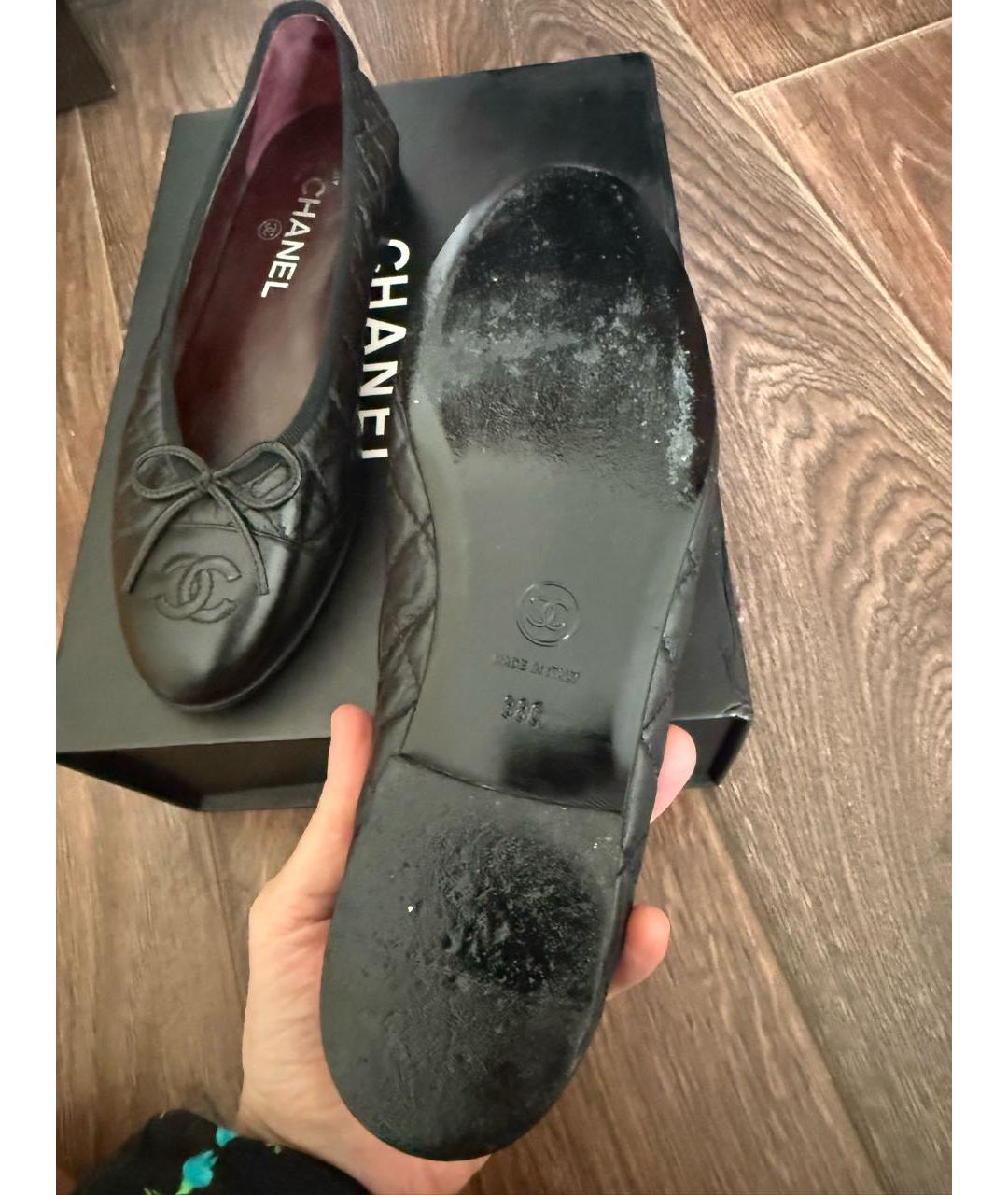 CHANEL Черные кожаные балетки, фото 7