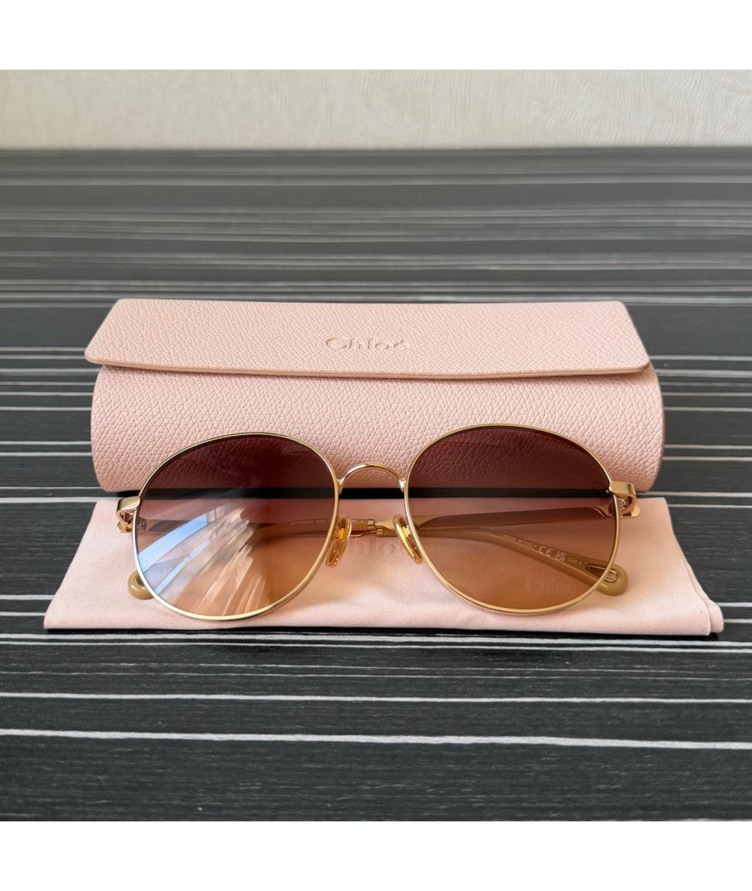 CHLOE Коричневые металлические солнцезащитные очки, фото 4