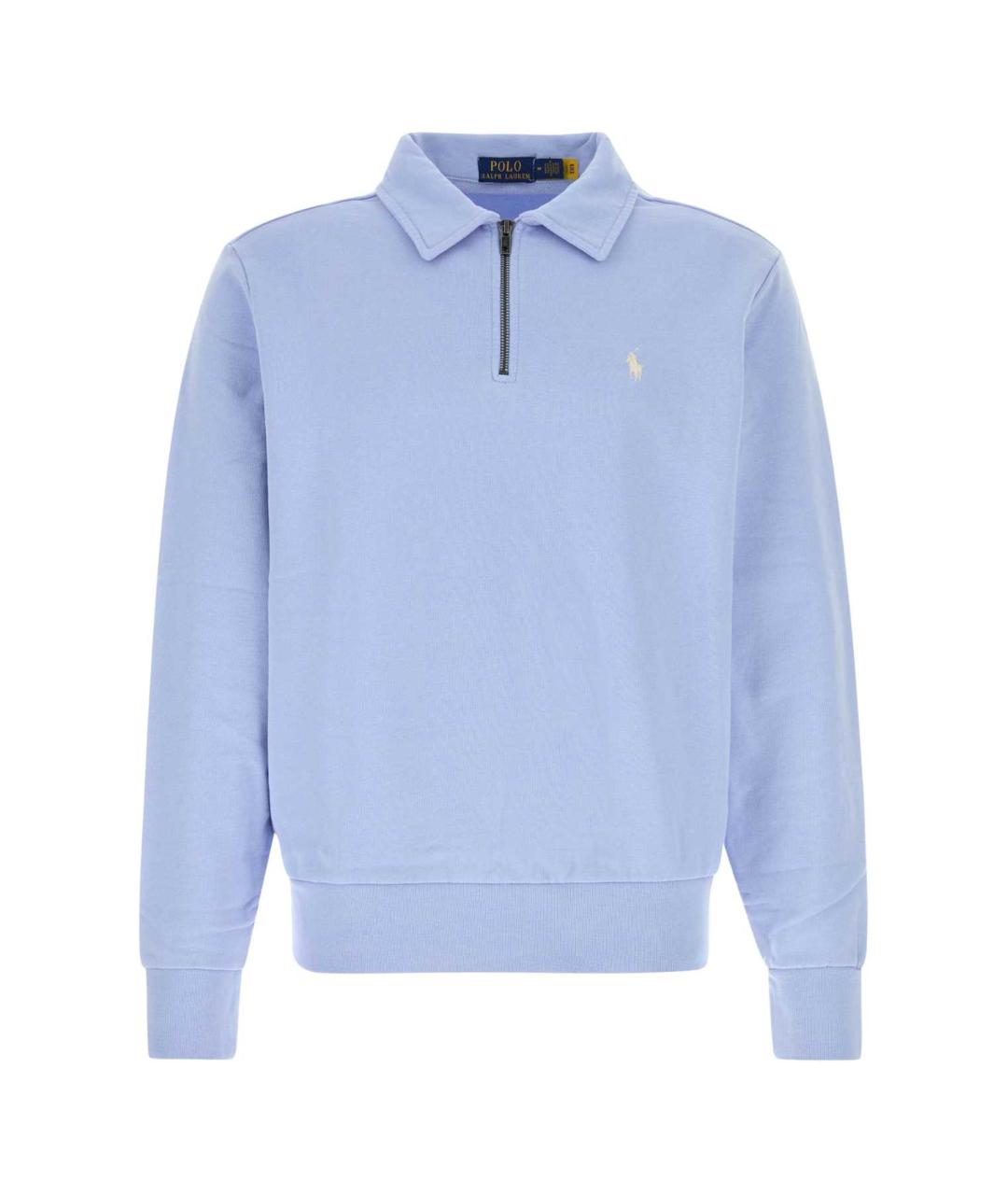 POLO RALPH LAUREN Голубое хлопковое поло с длинным рукавом, фото 1