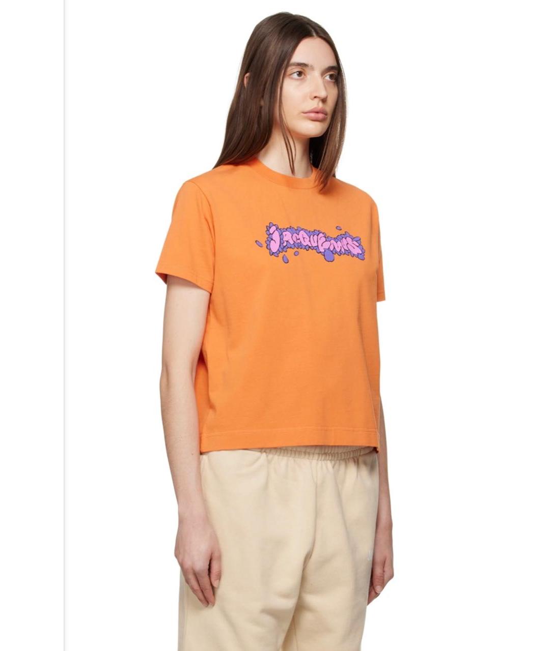 JACQUEMUS Оранжевая хлопковая футболка, фото 7
