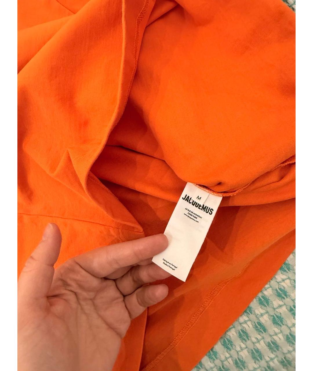 JACQUEMUS Оранжевая хлопковая футболка, фото 4