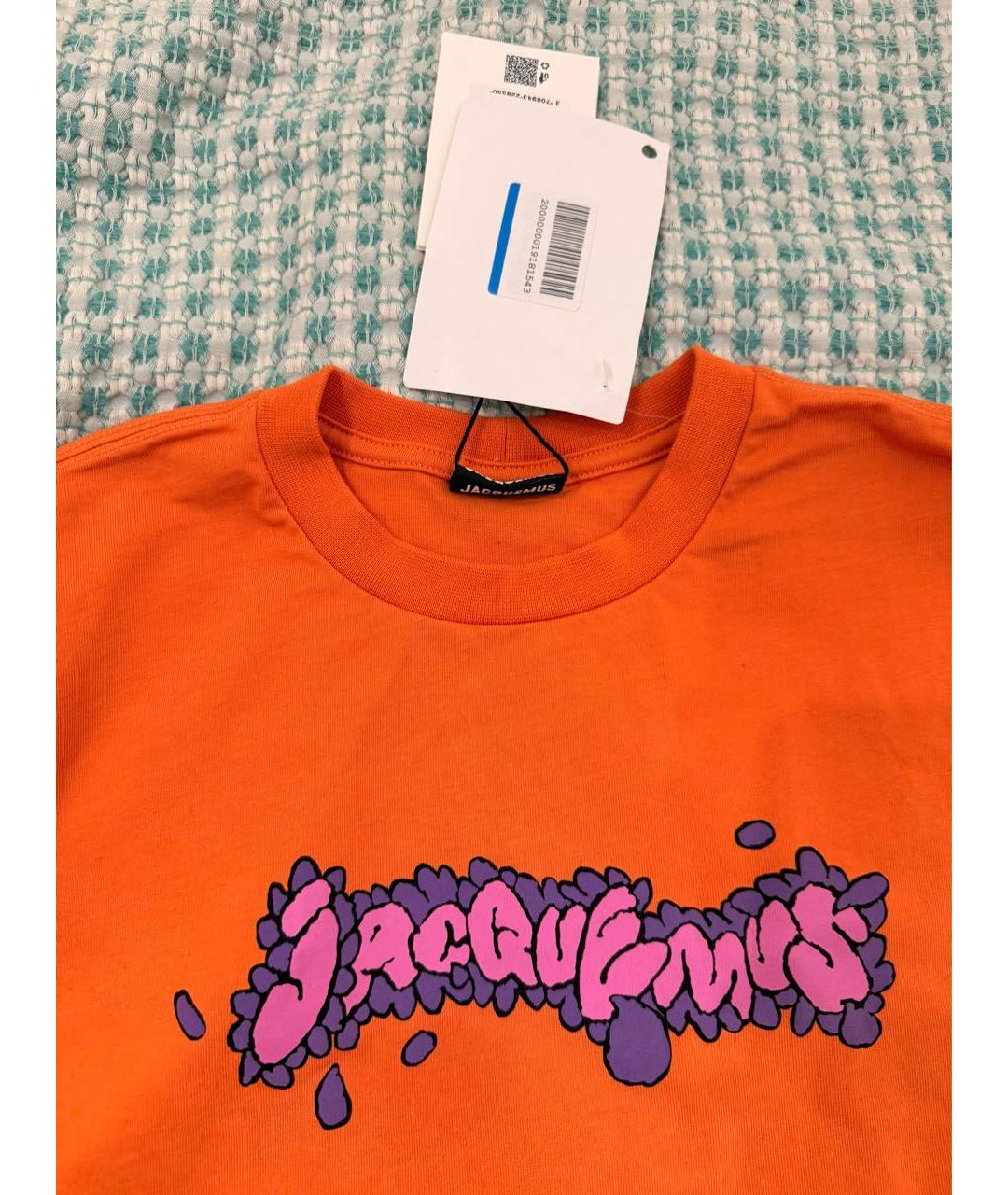JACQUEMUS Оранжевая хлопковая футболка, фото 2