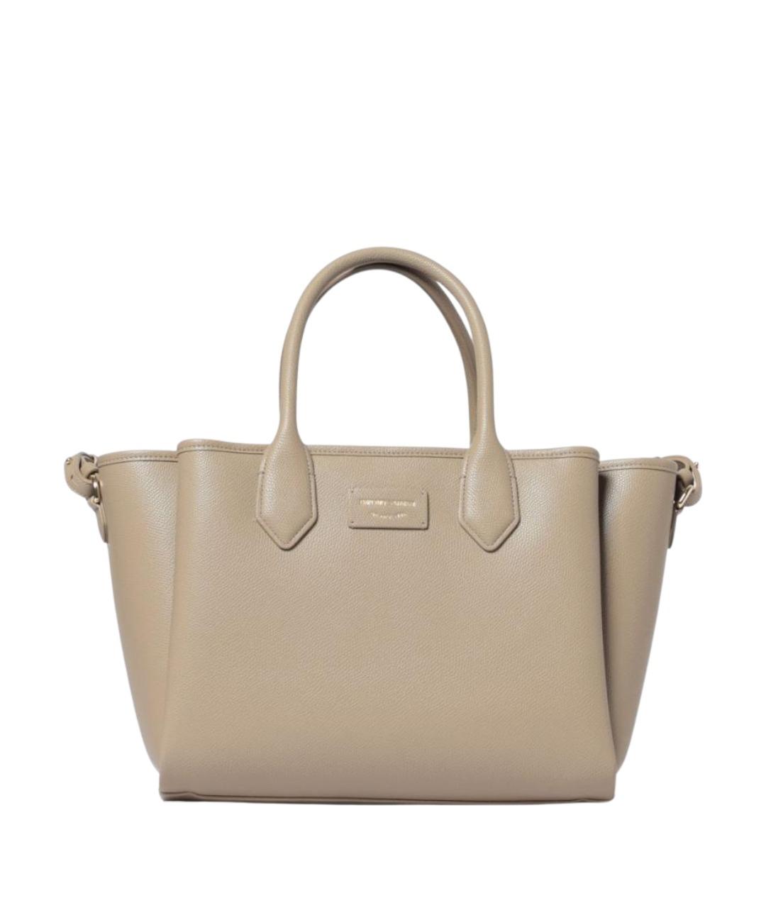 EMPORIO ARMANI Бежевая сумка с короткими ручками из искусственной кожи, фото 1
