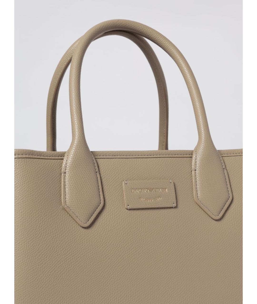 EMPORIO ARMANI Бежевая сумка с короткими ручками из искусственной кожи, фото 3