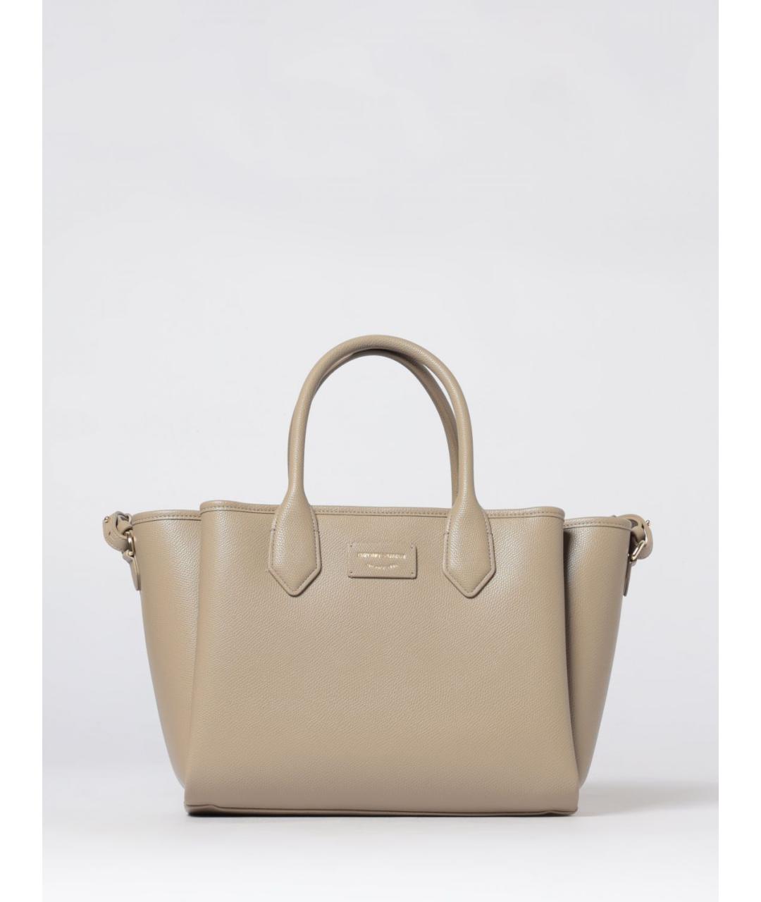 EMPORIO ARMANI Бежевая сумка с короткими ручками из искусственной кожи, фото 4