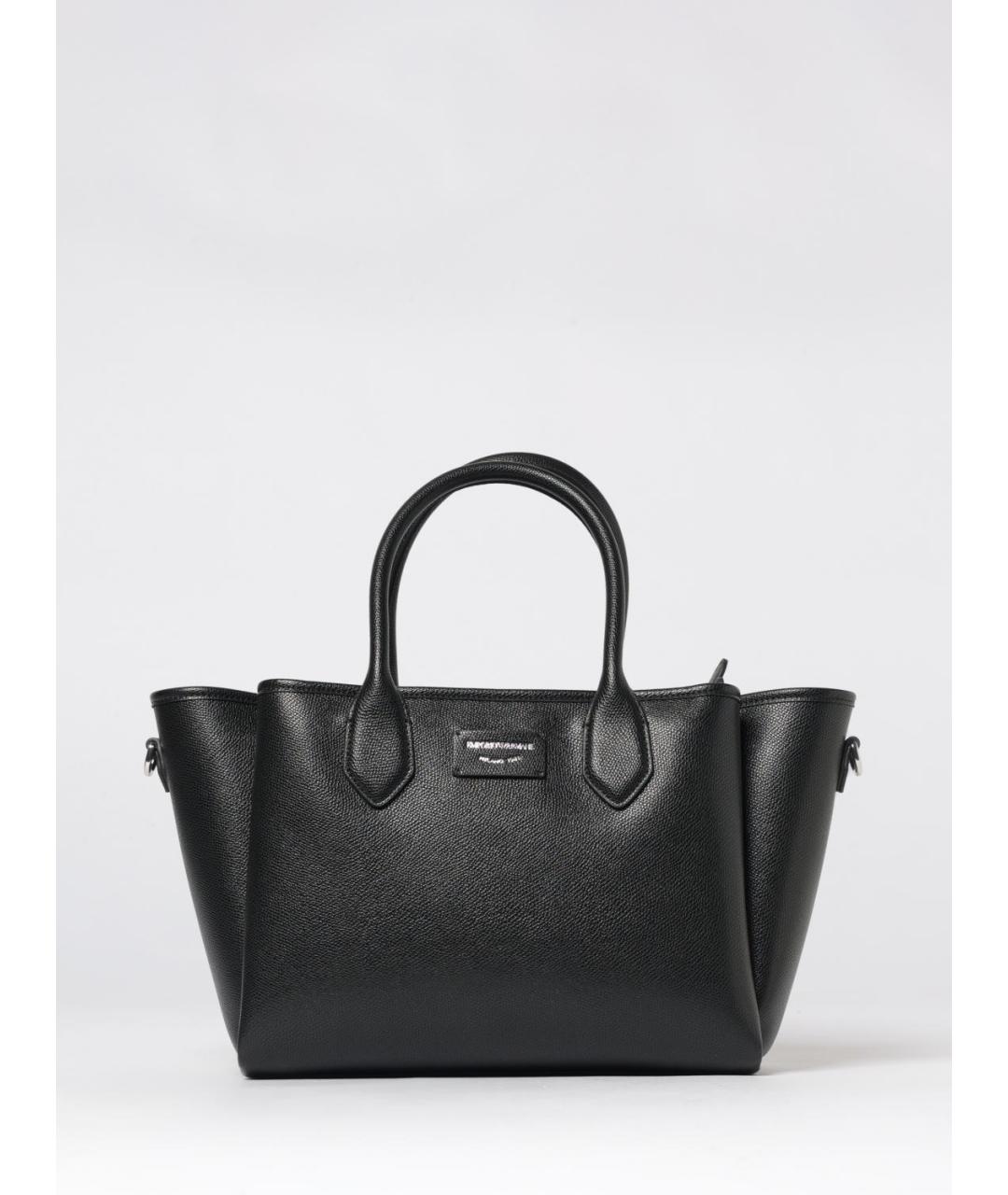 EMPORIO ARMANI Черная сумка с короткими ручками из искусственной кожи, фото 4
