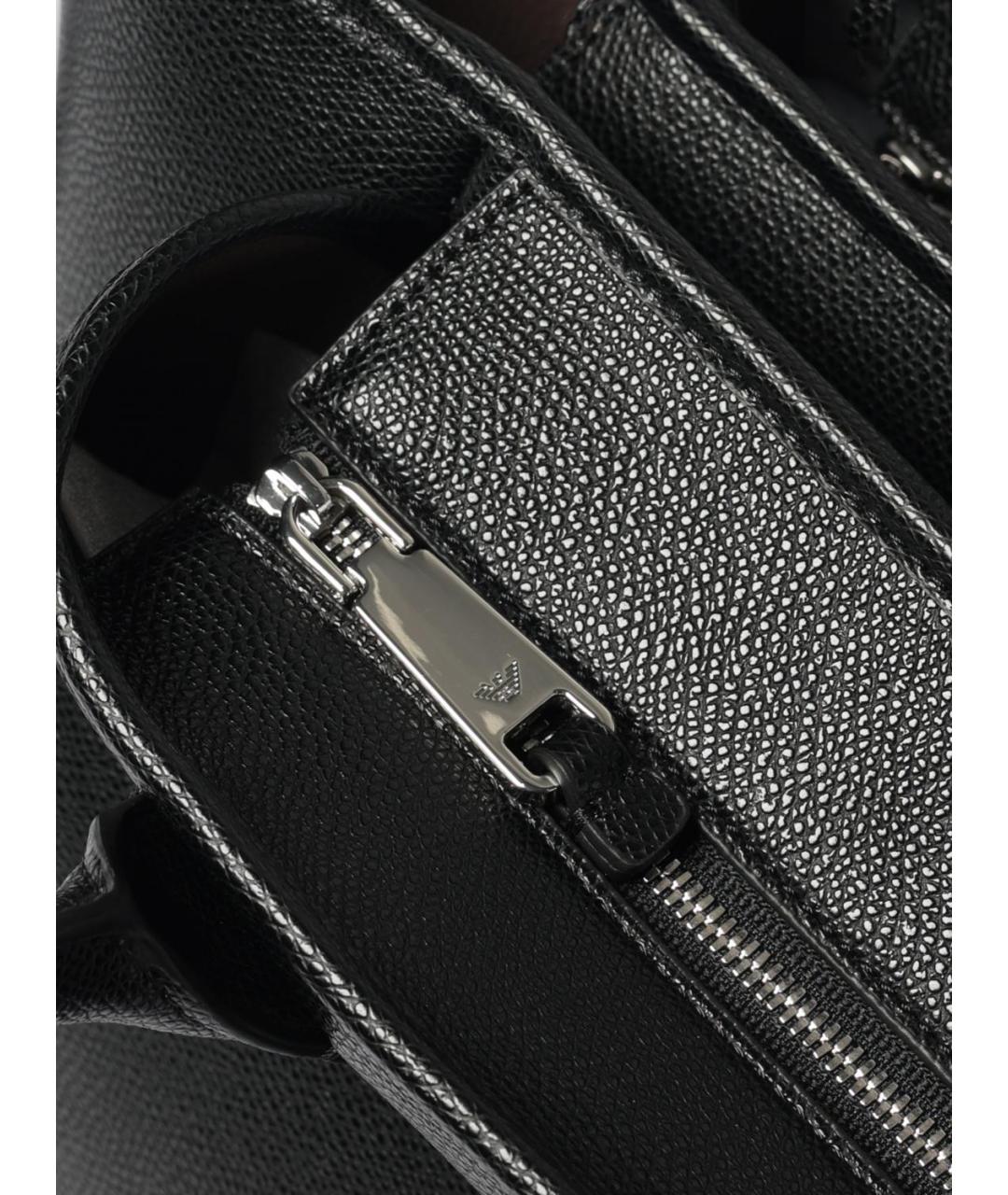 EMPORIO ARMANI Черная сумка с короткими ручками из искусственной кожи, фото 3