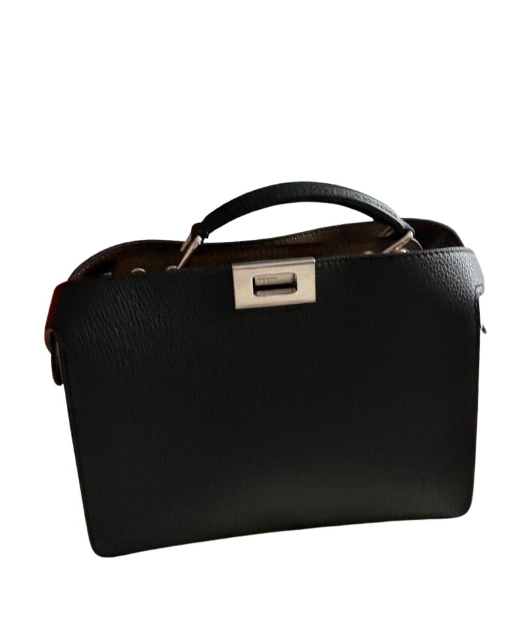FENDI Черный кожаный портфель, фото 1