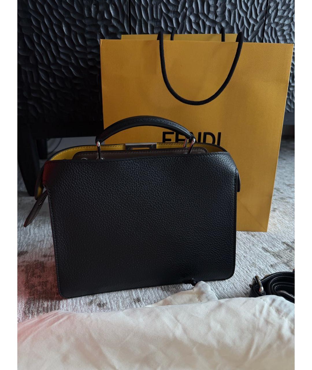 FENDI Черный кожаный портфель, фото 3