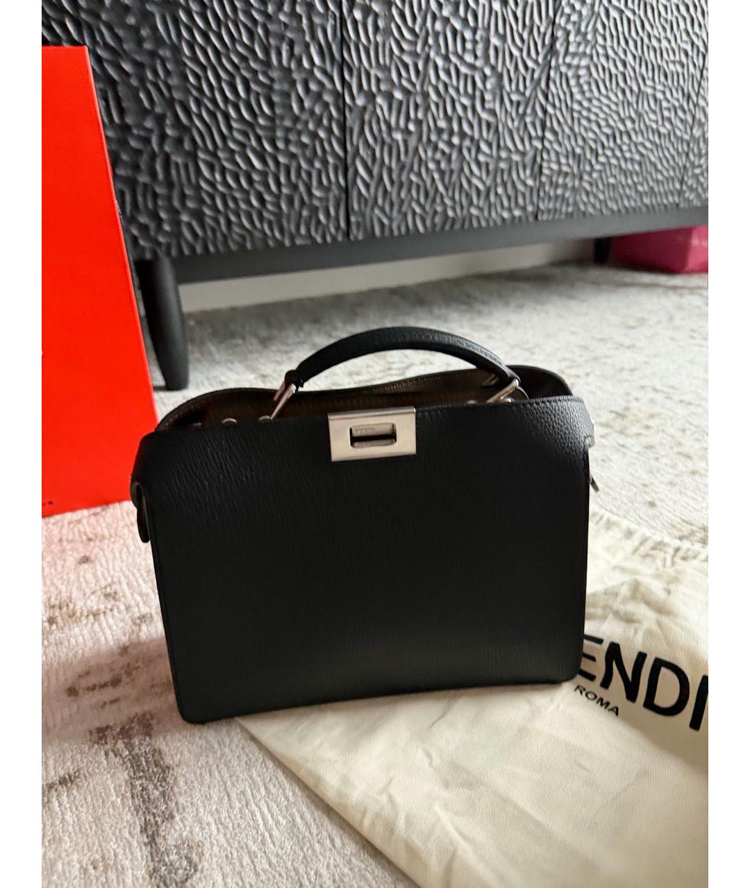 FENDI Черный кожаный портфель, фото 9