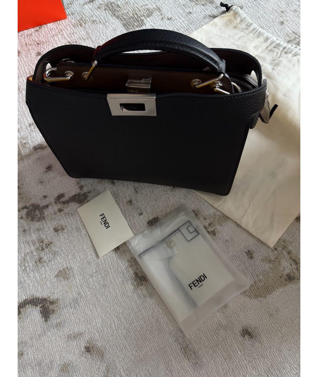 FENDI Черный кожаный портфель, фото 2