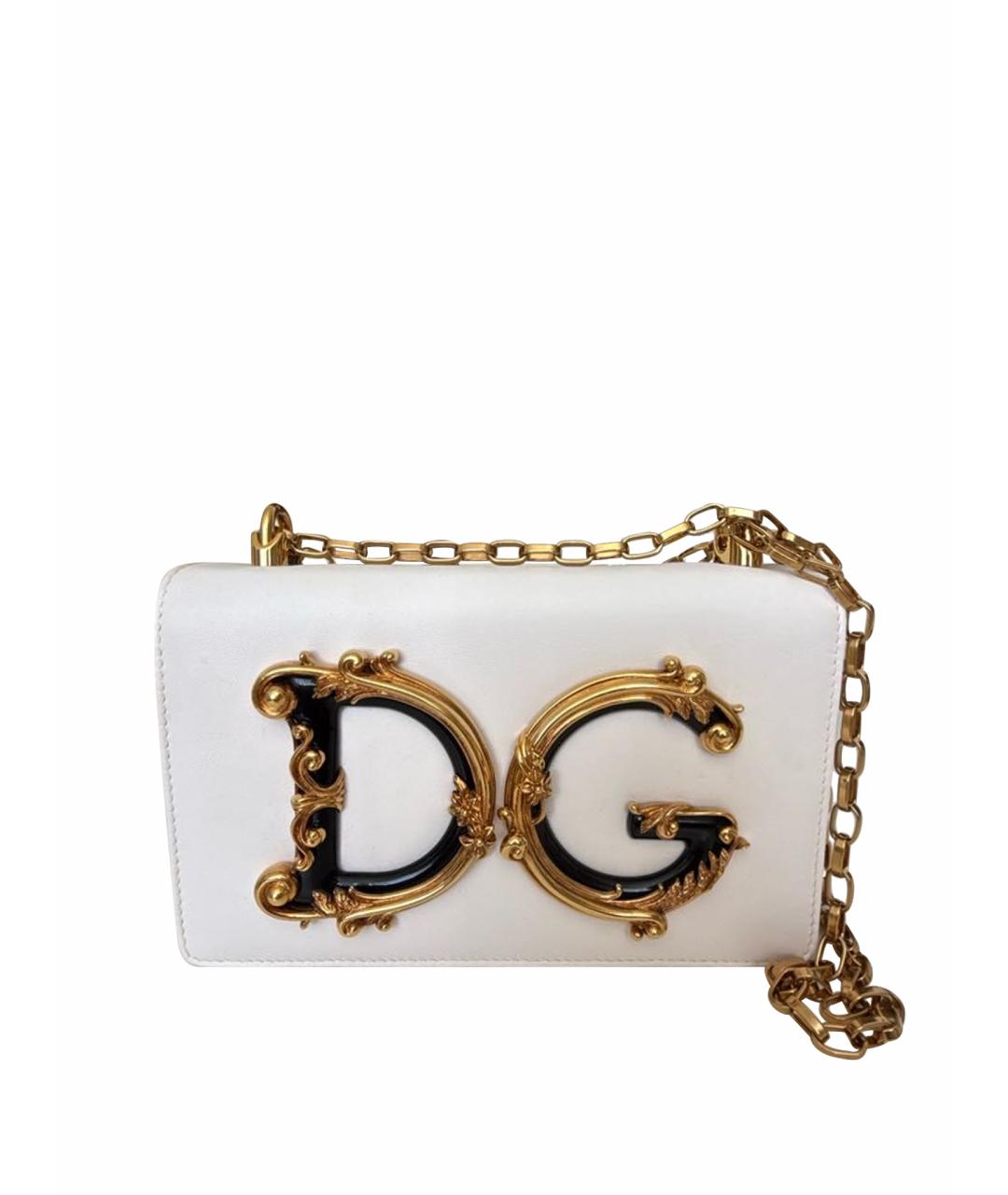 DOLCE&GABBANA Белая кожаная сумка через плечо, фото 1