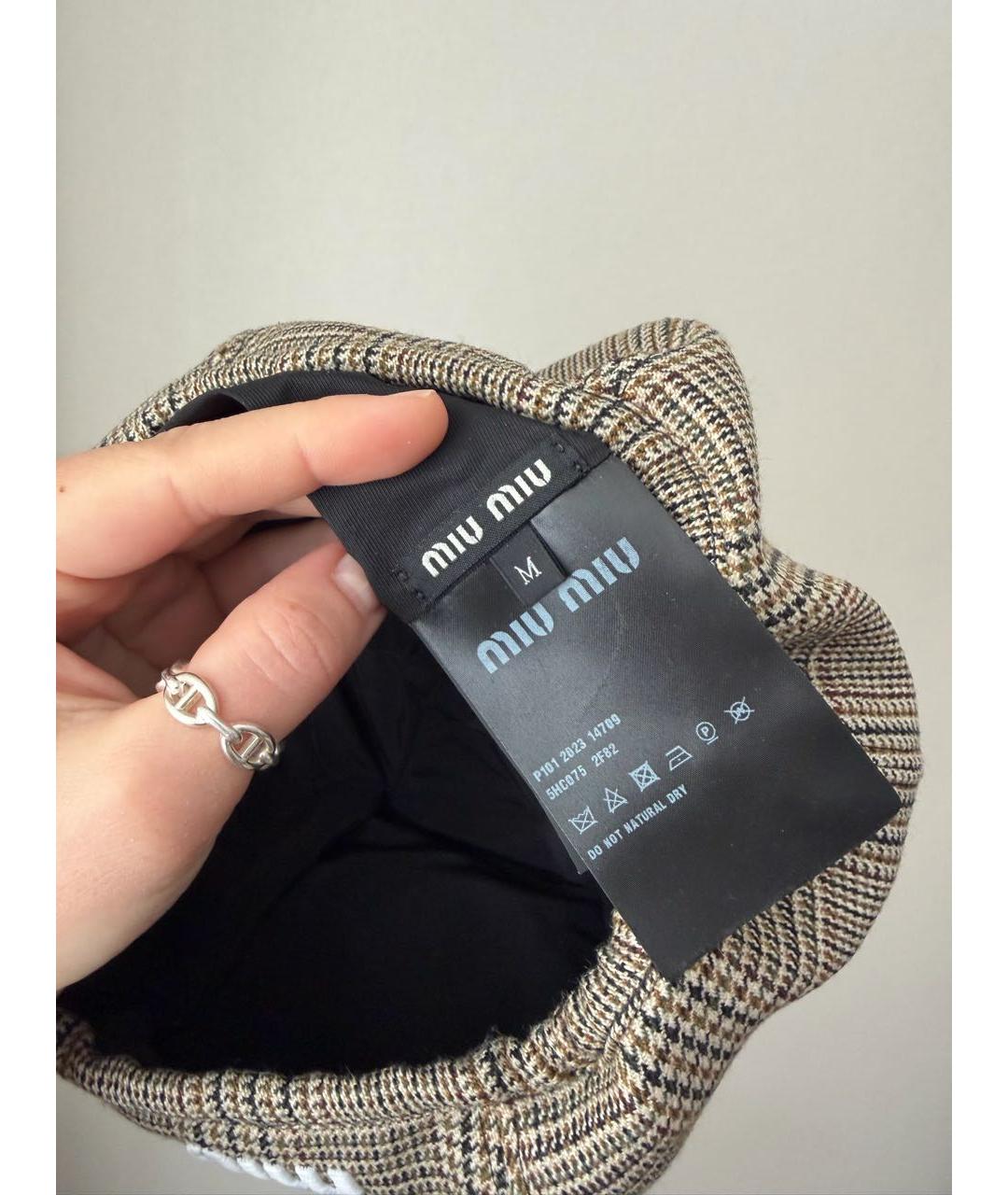 MIU MIU Коричневая шерстяная шапка, фото 2