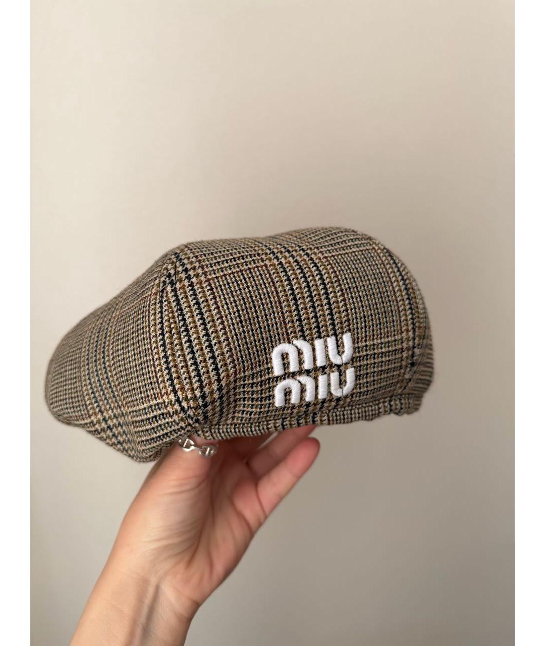 MIU MIU Коричневая шерстяная шапка, фото 5