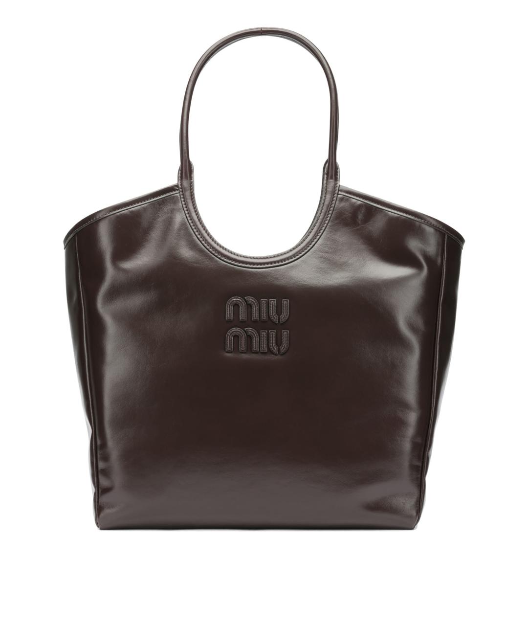 MIU MIU Коричневая кожаная сумка тоут, фото 1