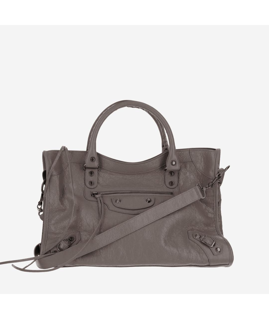 BALENCIAGA Серая кожаная сумка тоут, фото 5