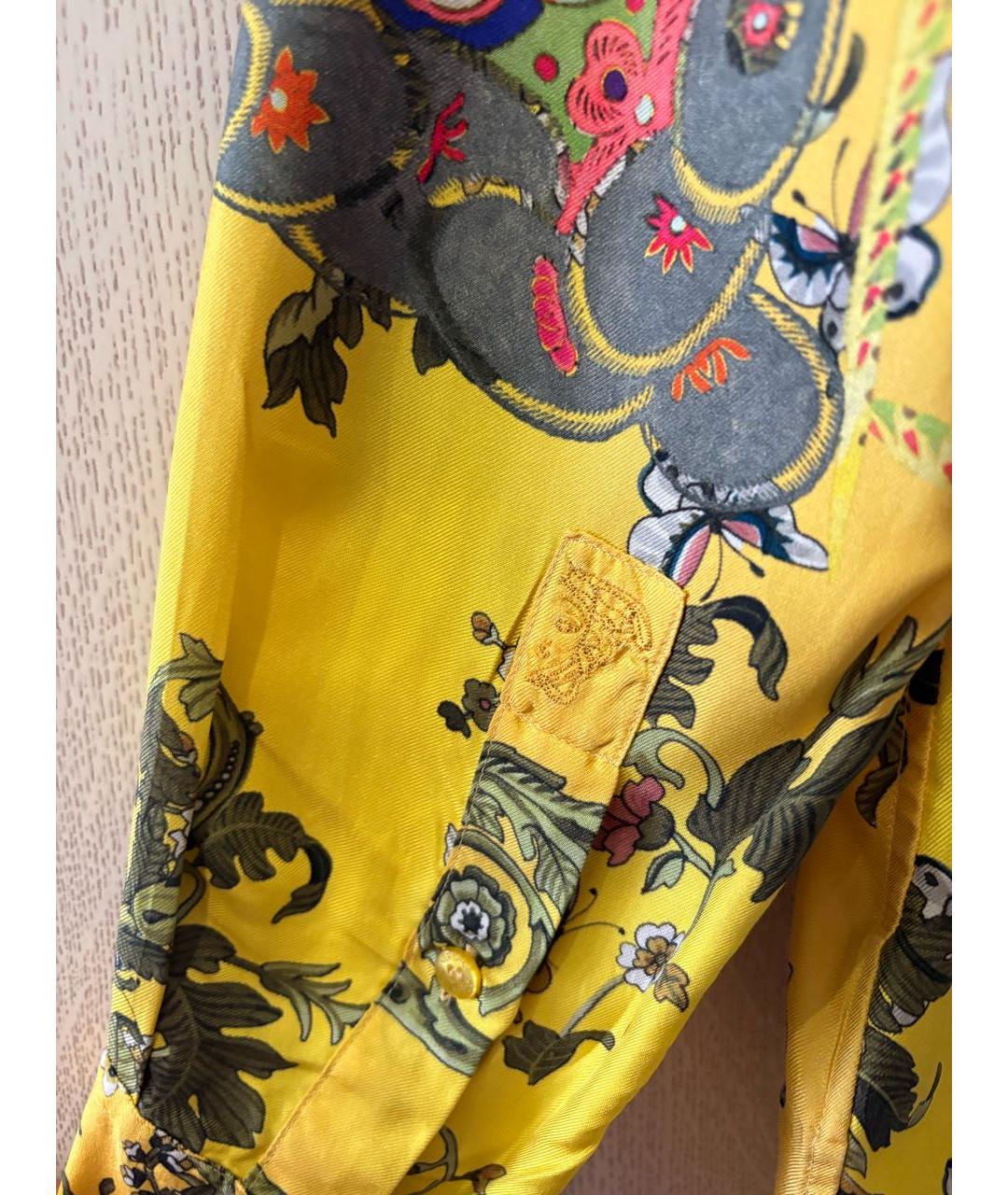 VERSACE COLLECTION Желтая шелковая кэжуал рубашка, фото 4