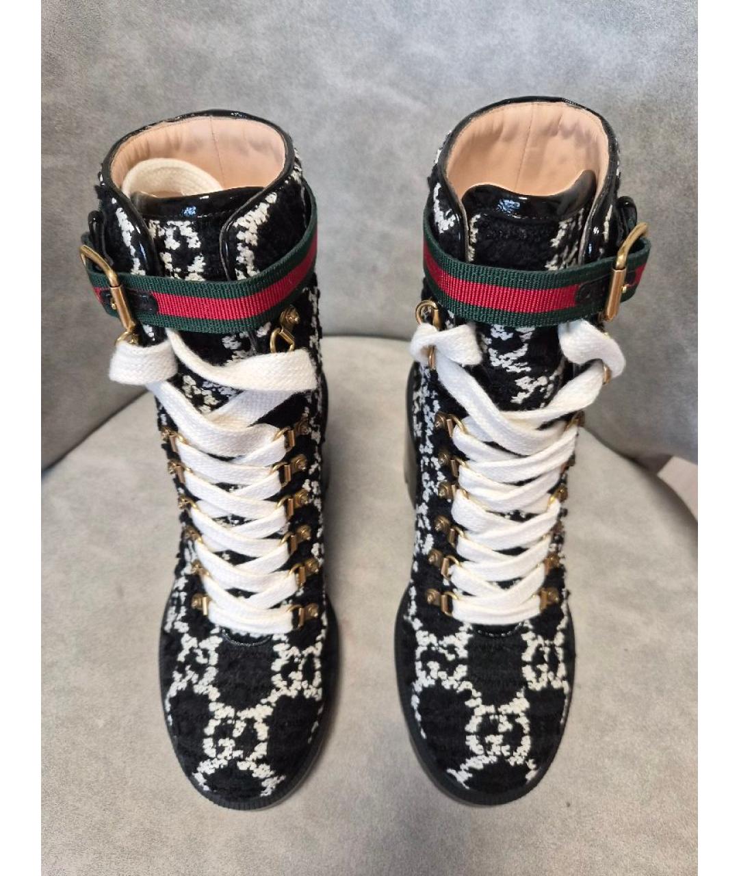 GUCCI Черные текстильные ботильоны, фото 2