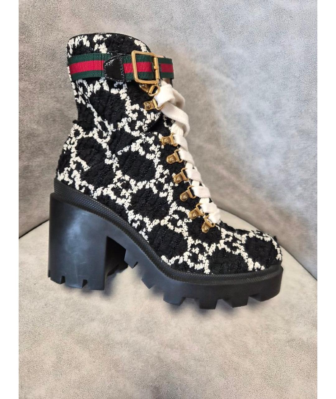 GUCCI Черные текстильные ботильоны, фото 6