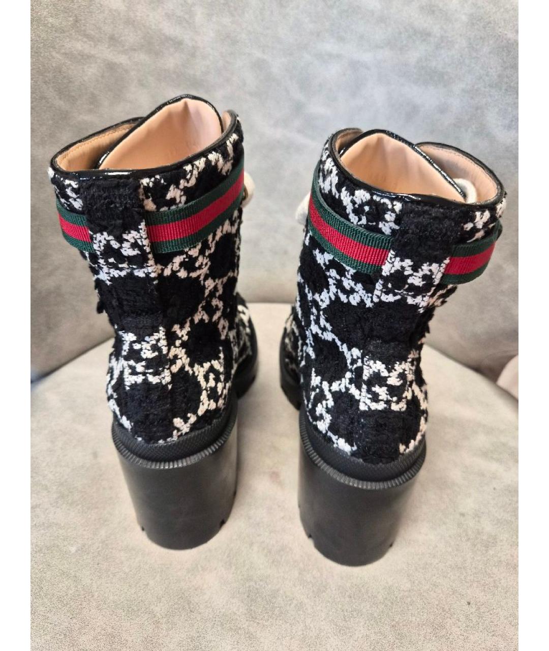 GUCCI Черные текстильные ботильоны, фото 4