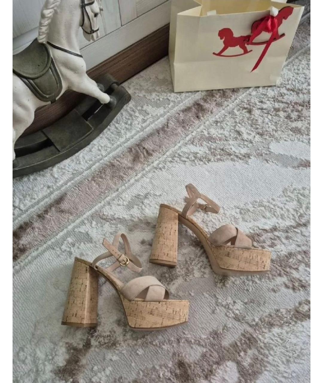 GIANVITO ROSSI Бежевые замшевые босоножки, фото 9