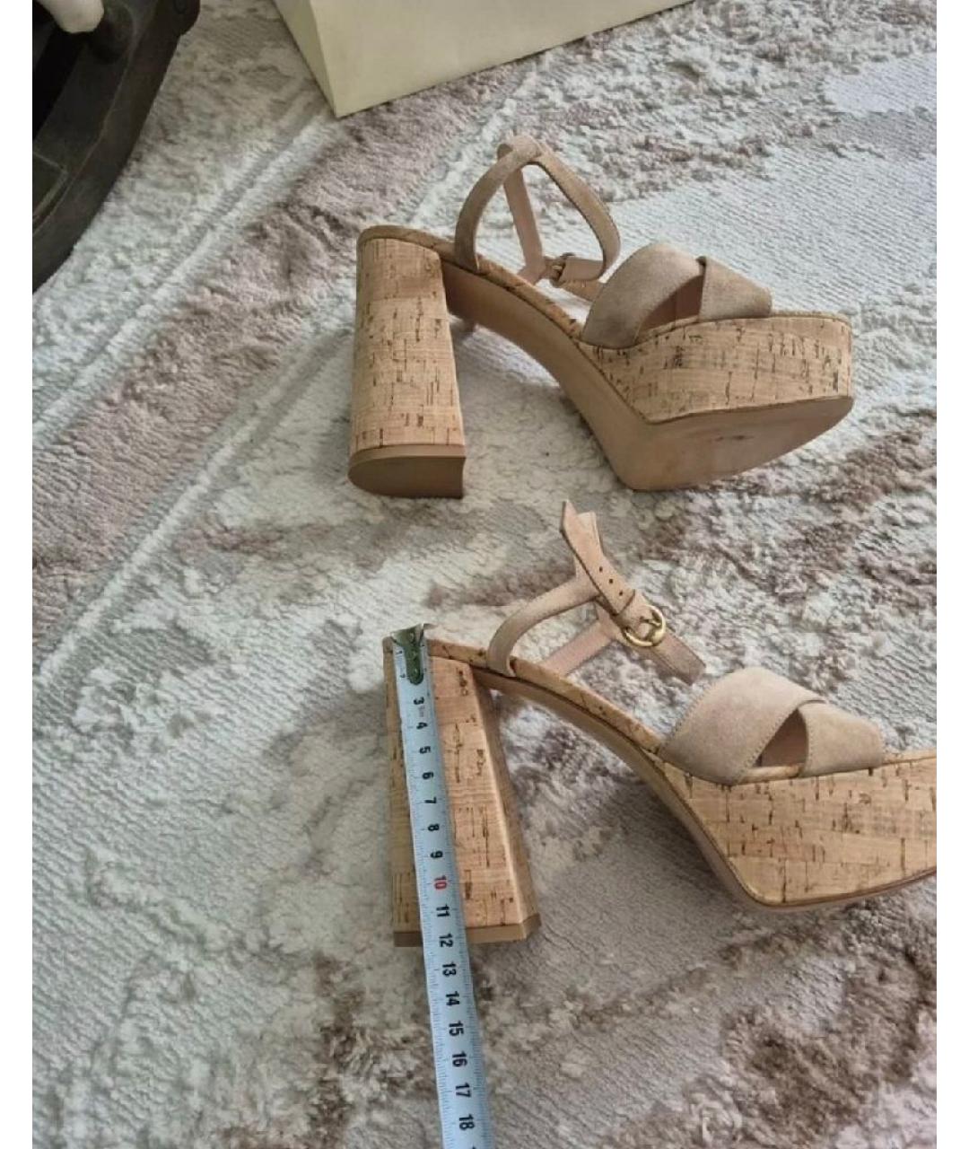 GIANVITO ROSSI Бежевые замшевые босоножки, фото 6
