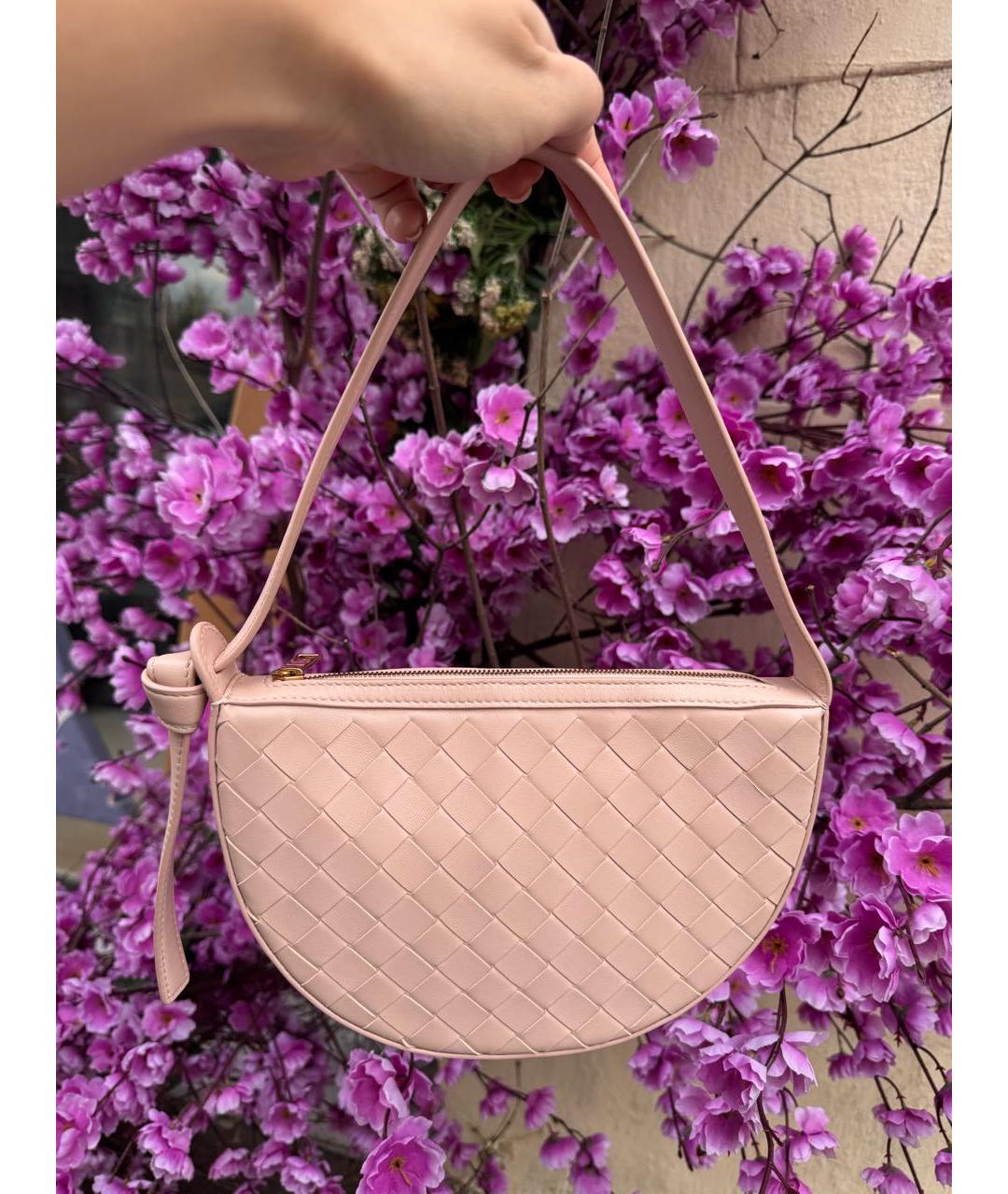 BOTTEGA VENETA Розовая кожаная сумка с короткими ручками, фото 5