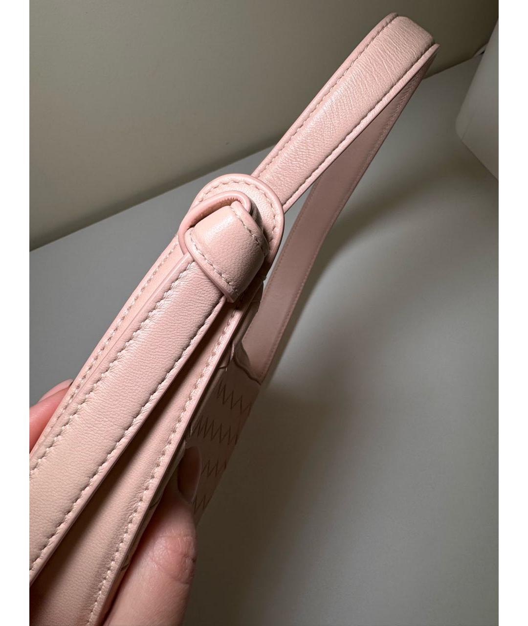 BOTTEGA VENETA Розовая кожаная сумка с короткими ручками, фото 3