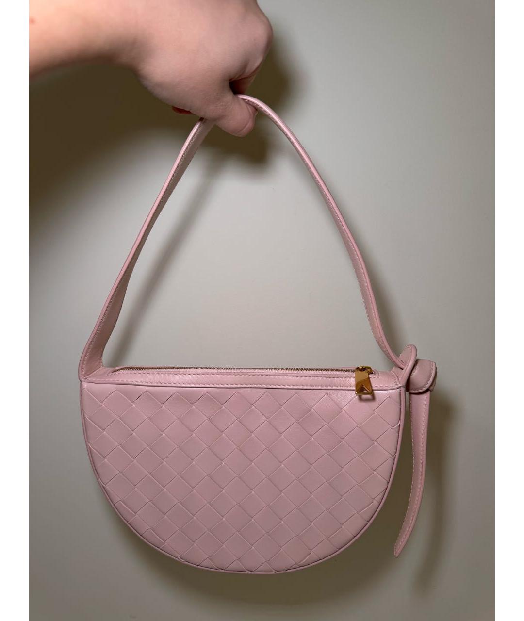 BOTTEGA VENETA Розовая кожаная сумка с короткими ручками, фото 2