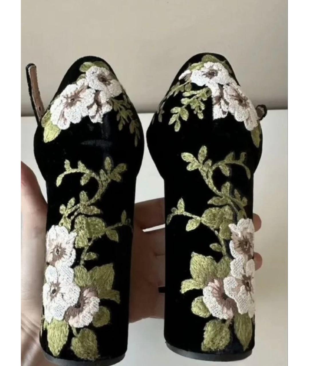 ROCHAS Черные бархатные босоножки, фото 4