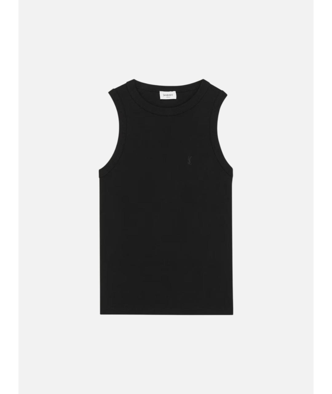 SAINT LAURENT Черная хлопковая майка, фото 4