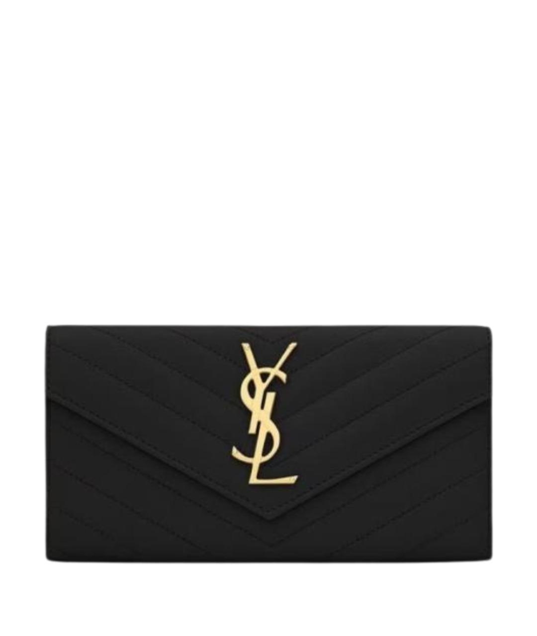 SAINT LAURENT Черный кожаный кошелек, фото 1