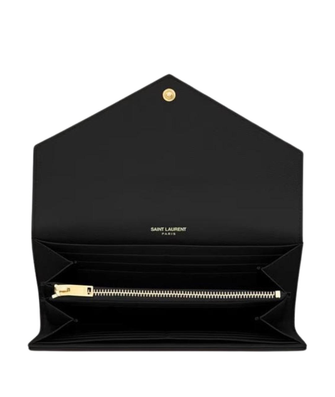 SAINT LAURENT Черный кожаный кошелек, фото 3
