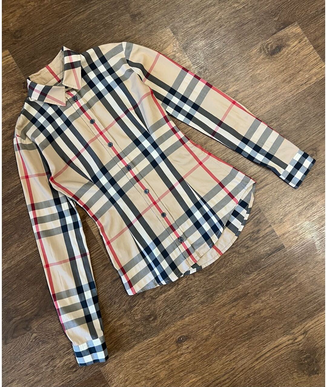 BURBERRY Бежевая хлопко-эластановая рубашка, фото 9