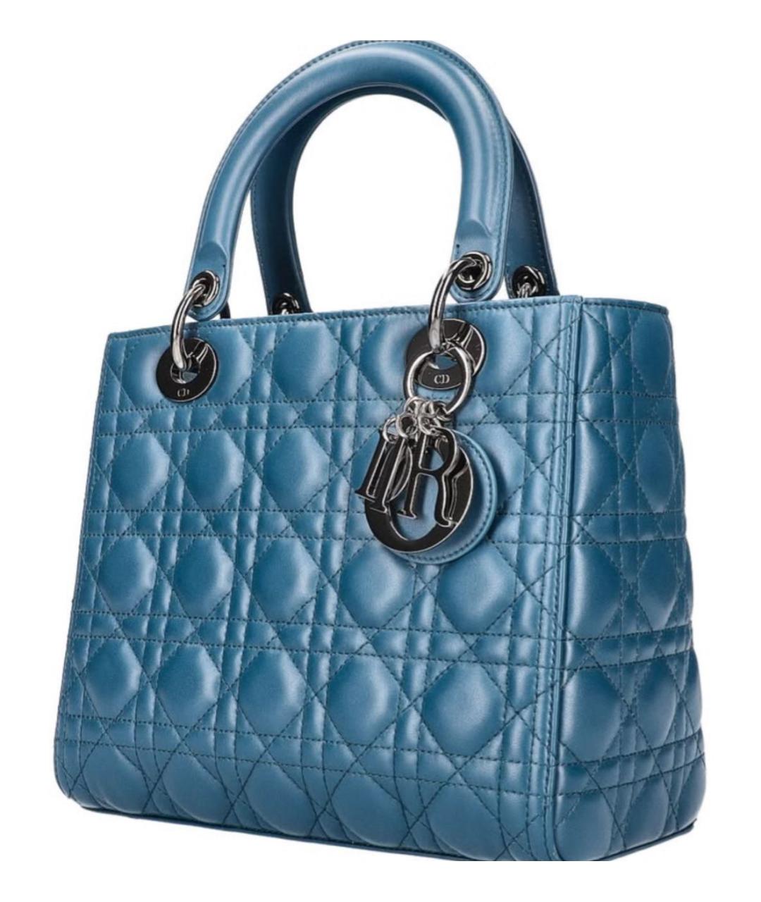 CHRISTIAN DIOR Темно-синяя кожаная сумка с короткими ручками, фото 9