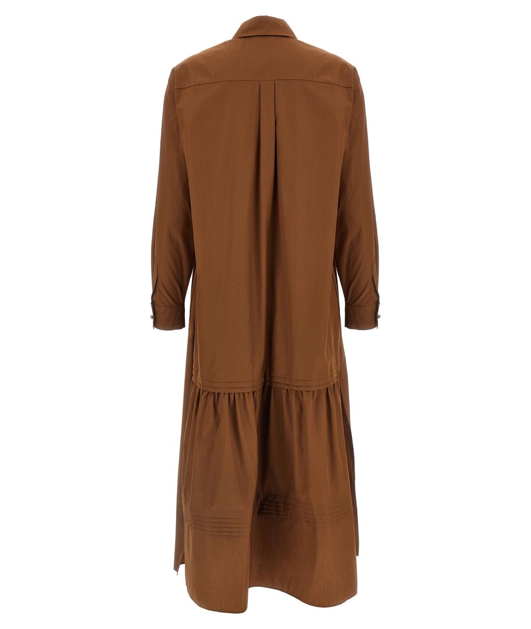 MAX MARA STUDIO Коричневое хлопковое повседневное платье, фото 2