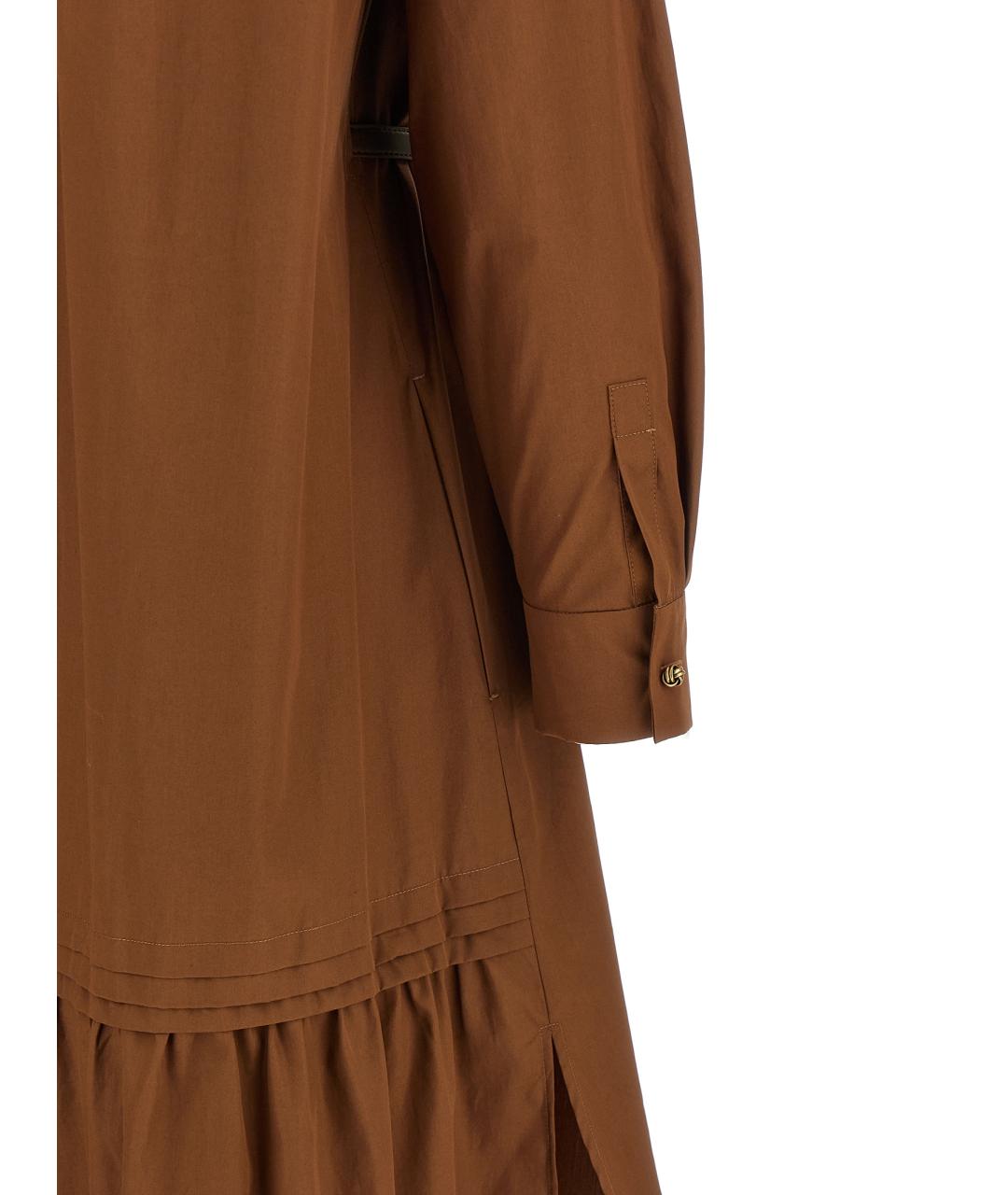 MAX MARA STUDIO Коричневое хлопковое повседневное платье, фото 4