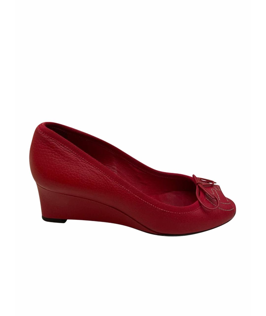 GUCCI Красные кожаные туфли, фото 1