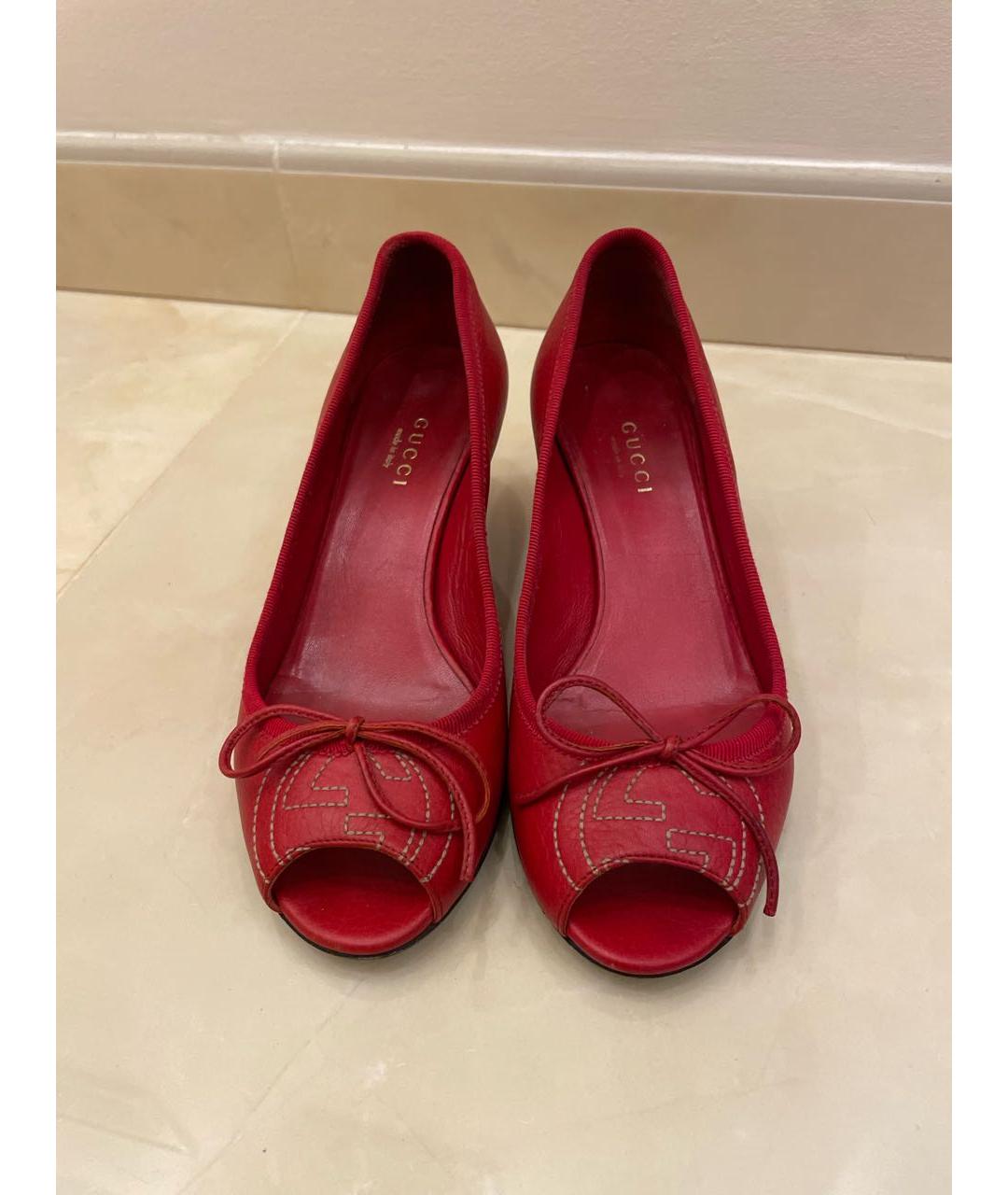 GUCCI Красные кожаные туфли, фото 2