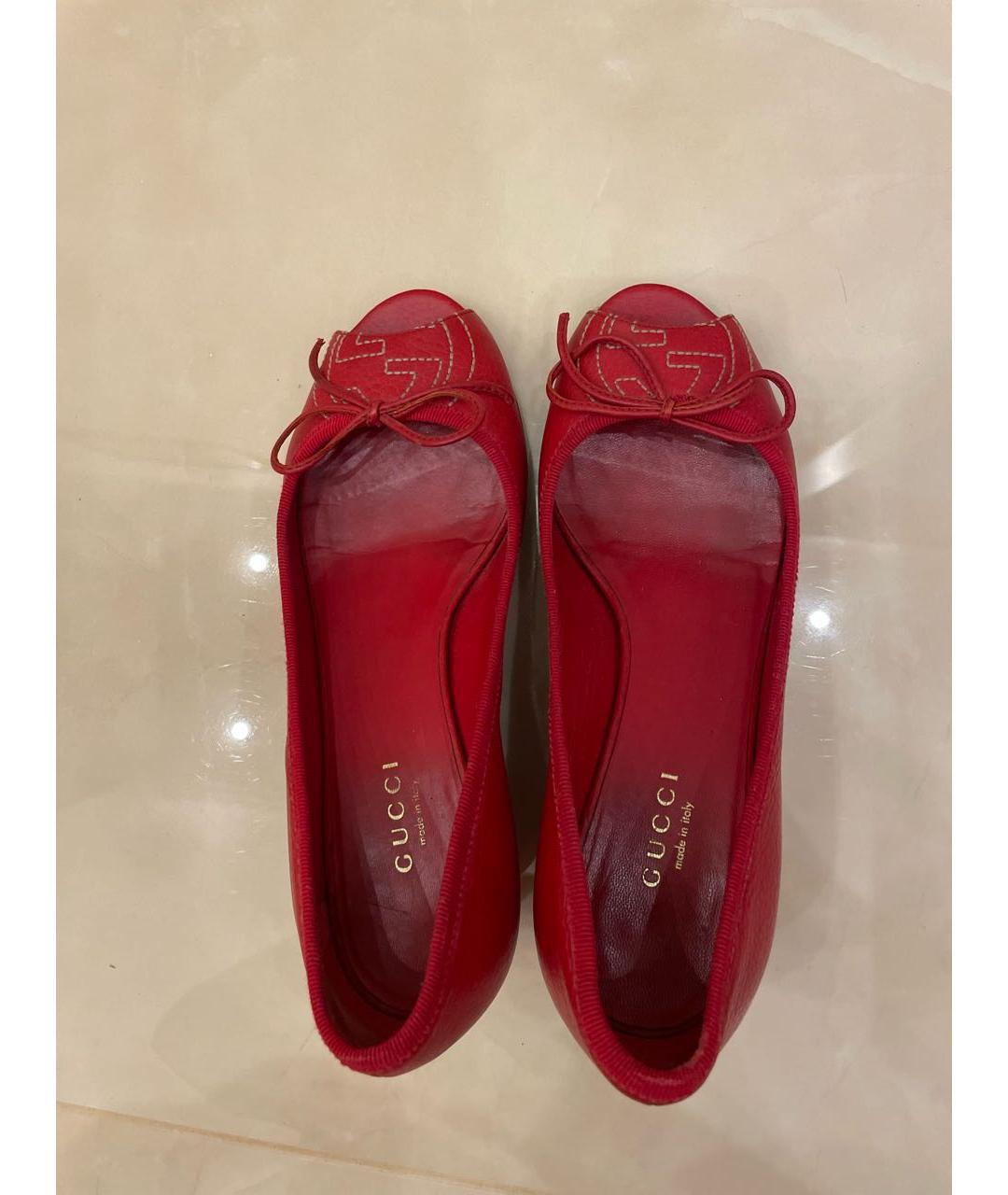 GUCCI Красные кожаные туфли, фото 3