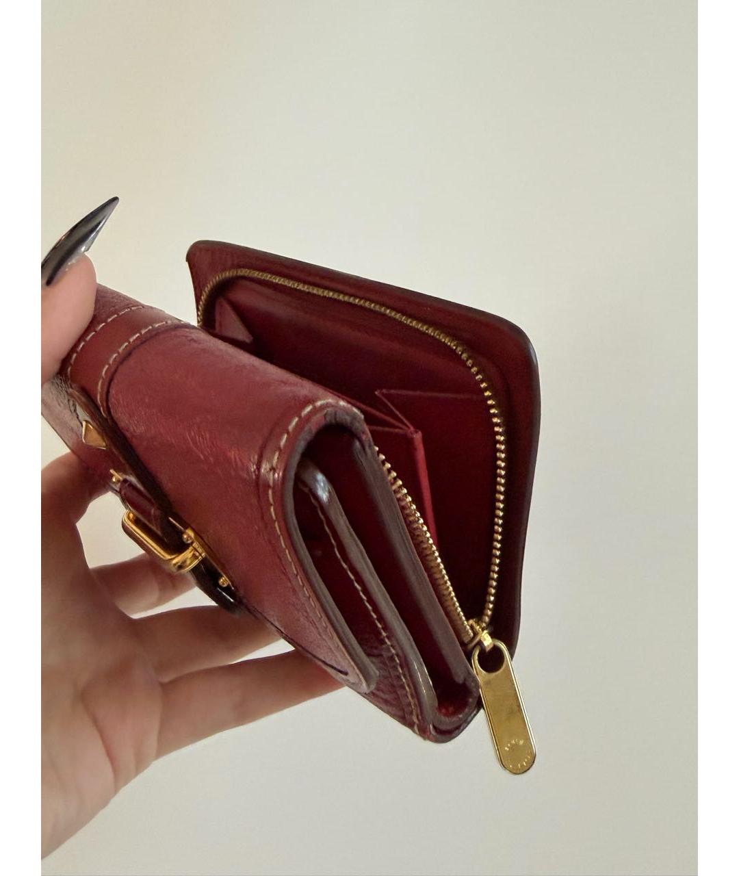 LOUIS VUITTON Бордовый кожаный кошелек, фото 8