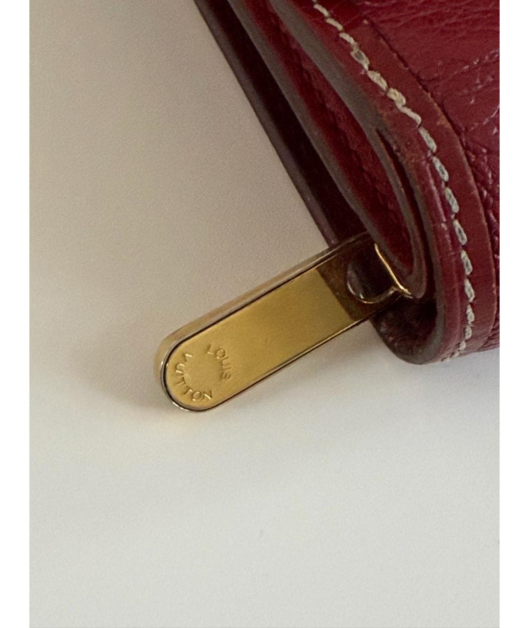 LOUIS VUITTON Бордовый кожаный кошелек, фото 3