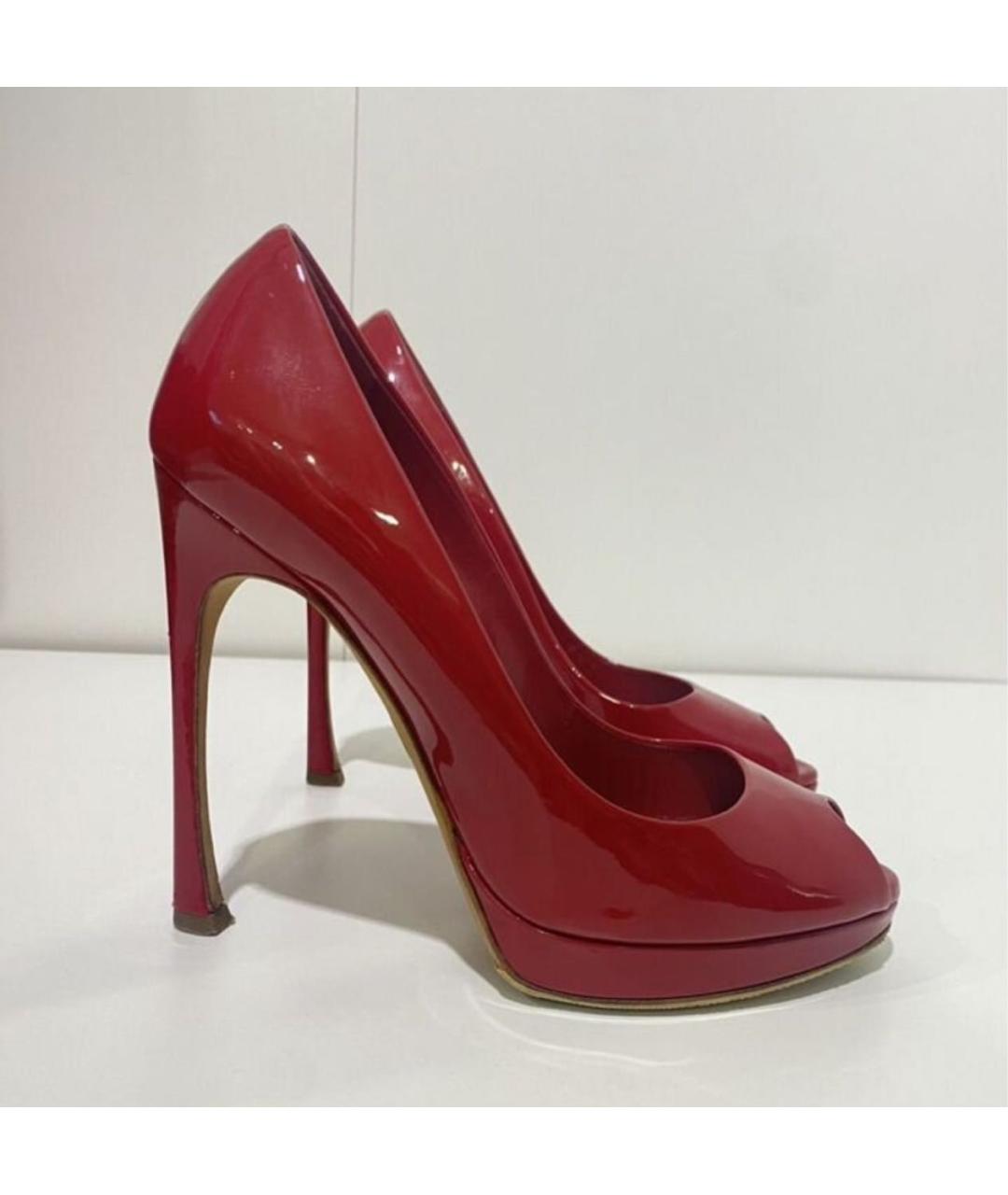 CHRISTIAN DIOR Красные босоножки из лакированной кожи, фото 2
