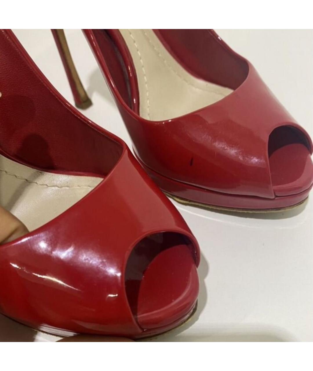 CHRISTIAN DIOR Красные босоножки из лакированной кожи, фото 6